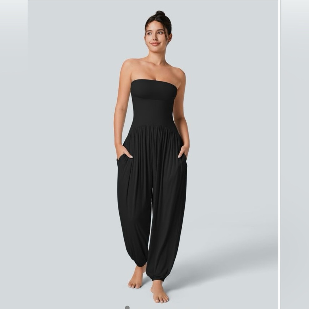 HALARA Black Strapless Jumpsuit Women’s M NWT